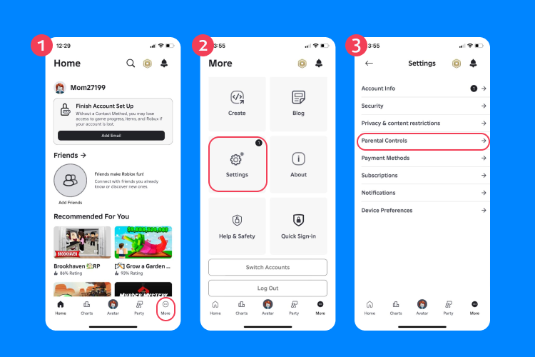 parental controls on roblox